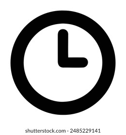 Icono de reloj en blanco y negro con la mano a las tres de la tarde. Ilustración vectorial