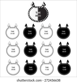 Black and White Clock icons,Vector