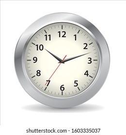 An black and white clock on an isolated white background 