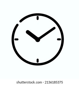 Black and white clock outline isolated, icon, symbol, logo