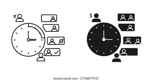Black and white clock with people and dollar sign time