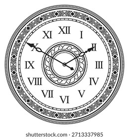 Un reloj en blanco y negro con números romanos
