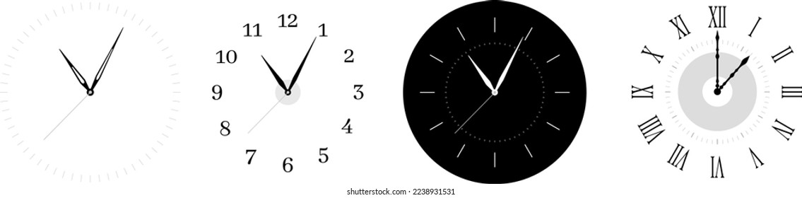 Black and white clock simple design 
