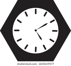 Black and White Clock – Vector Graphics Illustration