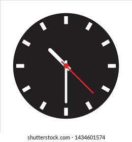 Black White Clock without numbers isolated on white background