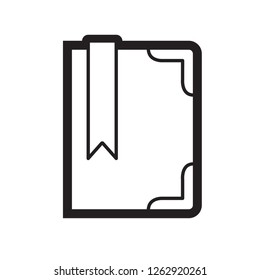 black and white closed book icon with bookmark isolated on white background vector drawing