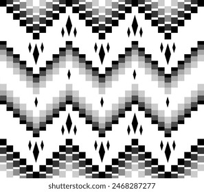 Black and white cloth or carpet pattern geometric art