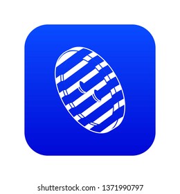 Black and white clothes button icon blue vector isolated on white background