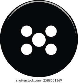 Black and White Clothing Button Vector Illustration