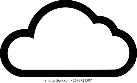 Ícone de nuvem preto e branco sobre fundo branco - elemento de design minimalista