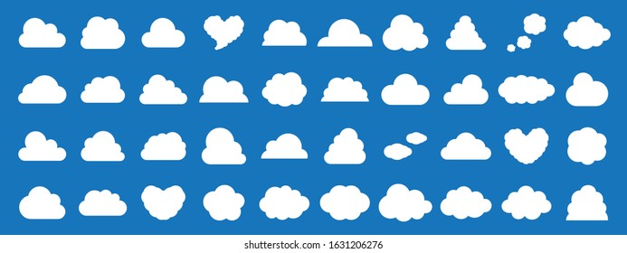 
Black and white cloud icon set