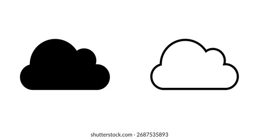 Black and White Cloud Icons Minimal Vector