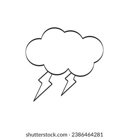 Black and white cloud with lightning illustration