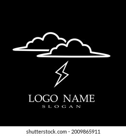 black and white cloud and lightning logo