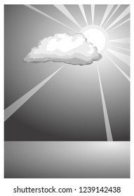 Black and white cloud and sun