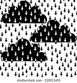 Black and white clouds and arrows. It is a white and black vector. EPS10 