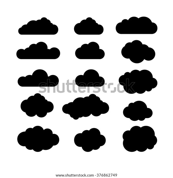 白黒の雲のアイコンセット 雲のアイコンの形 雲のアイコンのベクター画像 白い背景に雲のアイコン 雲のアイコン シルエット ウェブ 印刷 ロゴのデザインエレメント ベクターイラスト のベクター画像素材 ロイヤリティフリー