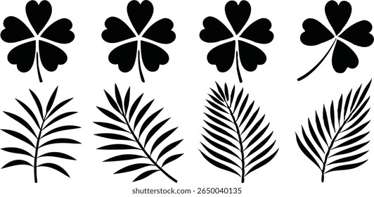Black and white clover and leaf designs
