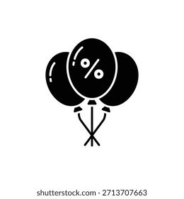 Black and white cluster of balloons icon for celebration and festive events