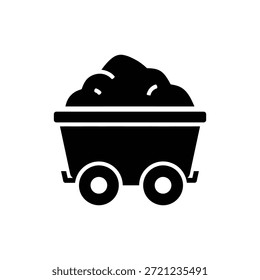 Icono de Carrito de minería de carbón blanco y negro