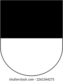 Black and white coat of arms of Swiss Canton Fribourg Freiburg. Illustration made February 12th, 2023, Zurich, Switzerland.