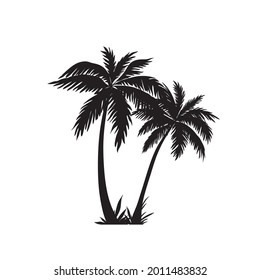 Black White Coconut Tree Illustration Vector Stock Vector (Royalty Free ...