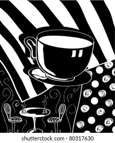 black and white coffee cup