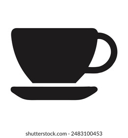 Icono de taza de café blanco y negro. Ilustración vectorial