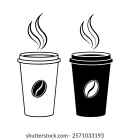 Black and white coffee cups illustration for branding.