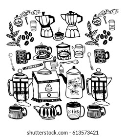 Black and White Coffee Doodles