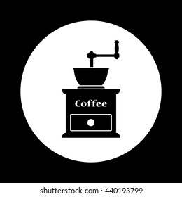 Black and white coffee grinder icon  