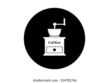 Black and white coffee grinder on white background      