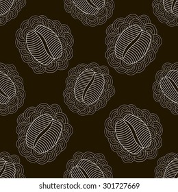 black and white coffee seamless pattern