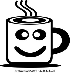 black and white coffee smile vector