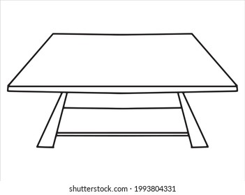 Ilustración vectorial de dibujo de tabla de café en blanco y negro para libro de coloreado.