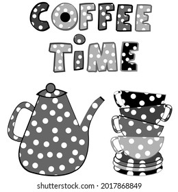 Afiche de la hora del café en blanco y negro