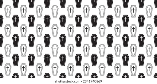 black white coffin seamless pattern