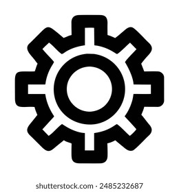 Black and white cogwheel icon. Vector illustration