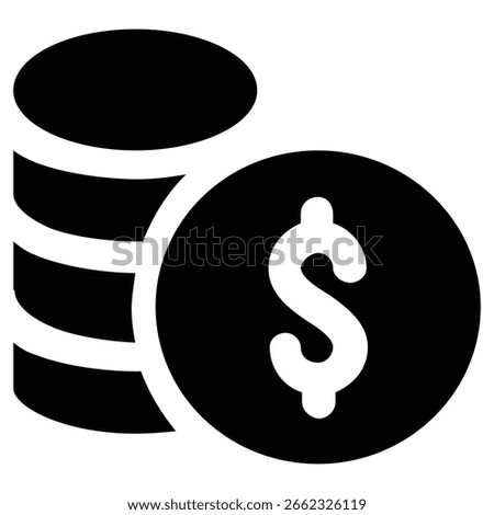 Black and White Coin Stack Illustration 