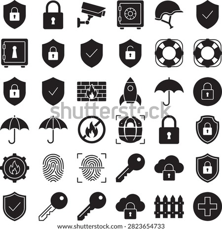 Black and white collection: technology, communication, transport, and office symbols