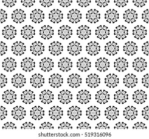 black and white color. Abstract floral seamless pattern. geometry design. Vector. Texture for holiday cards, Valentines day, wedding invitations