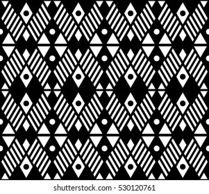Black and white color argyle, diagonal stripes line and dot seamless pattern background.