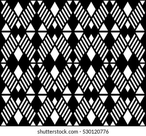 Black and white color argyle and diagonal stripes line seamless pattern background.