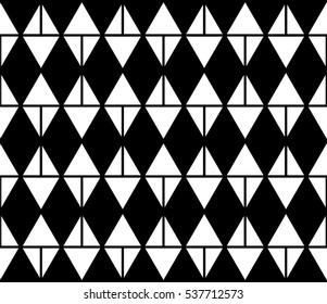 Black and white color argyle seamless pattern background. Connecting geometric shapes with minimal triangle.