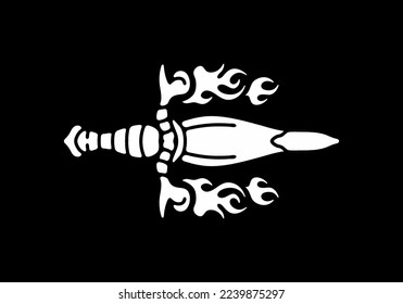 Black and white color art of dagger tattoo design