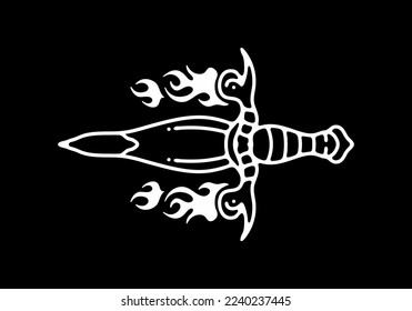Black and white color art of dagger tattoo design