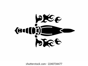 Black and white color art of dagger tattoo design