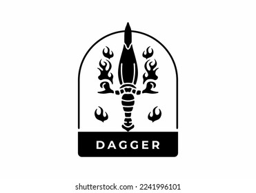 Black and white color art of dagger tattoo design