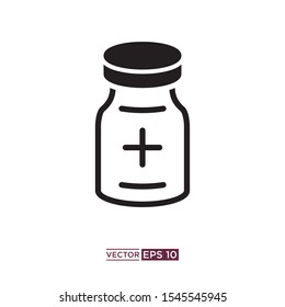 black and white  color bottle pill icon vector illustration template