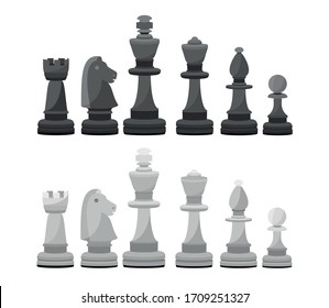 black and white color chess vector illestration set